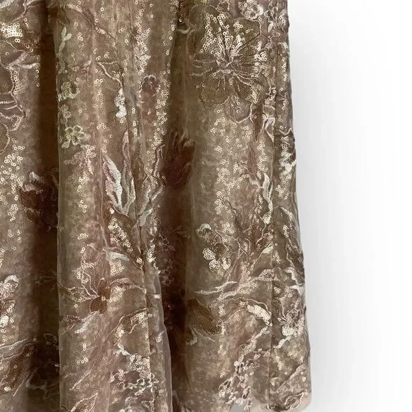 Adrianna Papell Joyful Blush Metallic Bell Sleeve Dress Sequined Embroidered  - threedaughtersproperties.com
